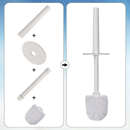 Topsky 2 Pack Compact Toilet Brush & Holder Set, Plastic Round Barrel Loo Brush with 2 Replacement Toilet Brush Head, Durable for Bathroom Toilet, Gray