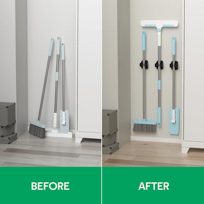 reliahom Broom Holder Wall Mount Mop Grippers organizer wall hanging, 3Pack | No Drilling Self Adhesive Easy install Anti-Slip Mop Broom Hanger Storage Rack for Kitchen,Laundry Room,Garden,Garage