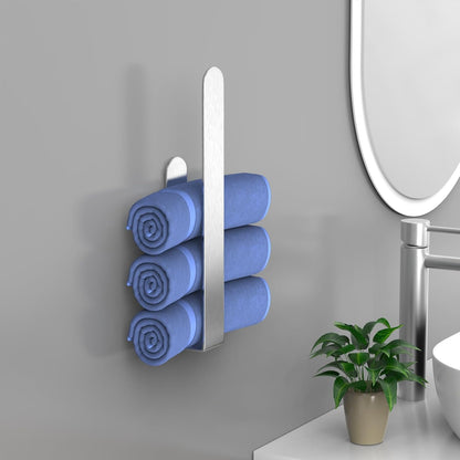 HUFEEOH 2 Pack Adhesive Hand Towel Holder, Kitchen Towel Rack Towel Bars Wall Mounted, Stainless Steel Bath Towel Hanger for Bathroom Hotel Kitchen (White, 8 Inch(2PC))