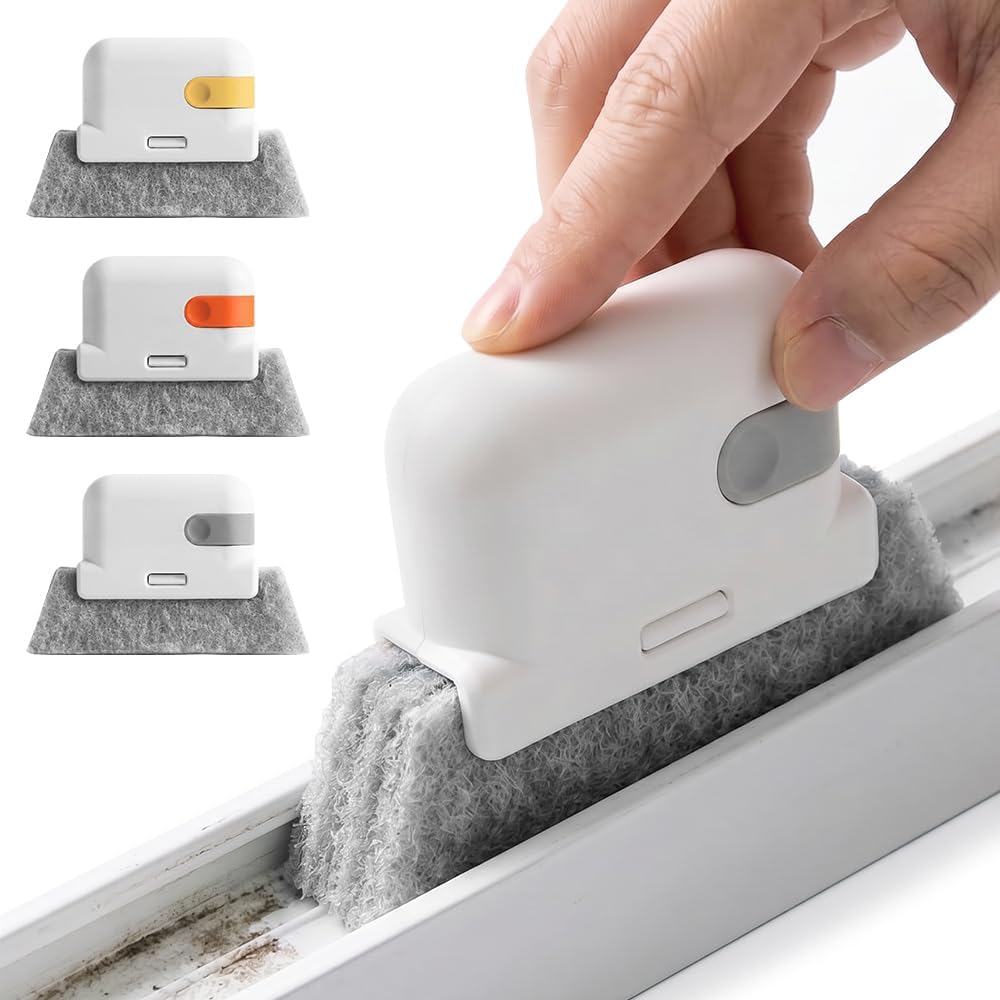 2026 New Magic Window Track Cleaner Set – Handheld Multipurpose Cleaning Brush Windows Screen Brush for Window Grooves, Tile Grout Lines, Shutter Slats, Car AC Vents & Narrow Gaps (3pcs Colorful)
