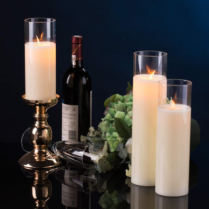 AKU TONPA Flameless Candles Battery Operated Pillar Real Wax Flickering Electric LED Candle Gift Sets with Remote Control Cycling 24 Hours Timer, Pack of 6 (3" D x 4" H, Ivory)
