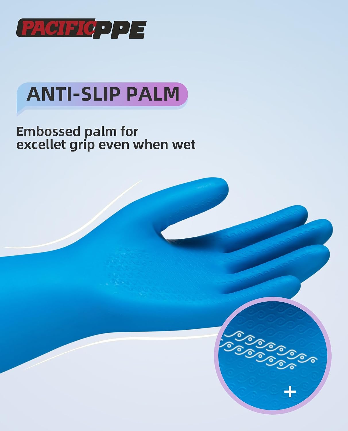 PACIFIC PPE 4 Pairs Reusable Dishwashing Cleaning Gloves with Latex Free, Cotton Lining, Kitchen Gloves, Purple, Large