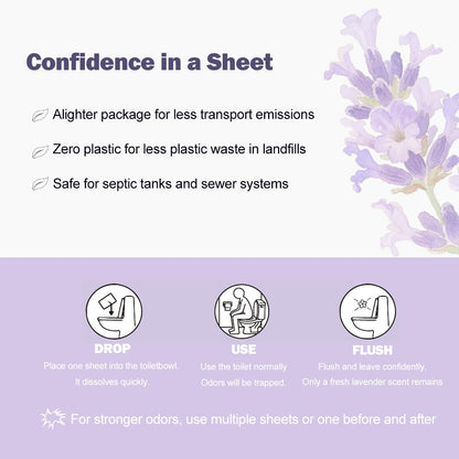 90 Dissolvable Pre-Poo Toilet Sheets Lavender Scent 3 Pack Odor Stopping Sheets Before You Go Toilet Spray Alternative Dissolvable Odor Blocking Travel Bathroom Essentials Also for Floor Cleaning