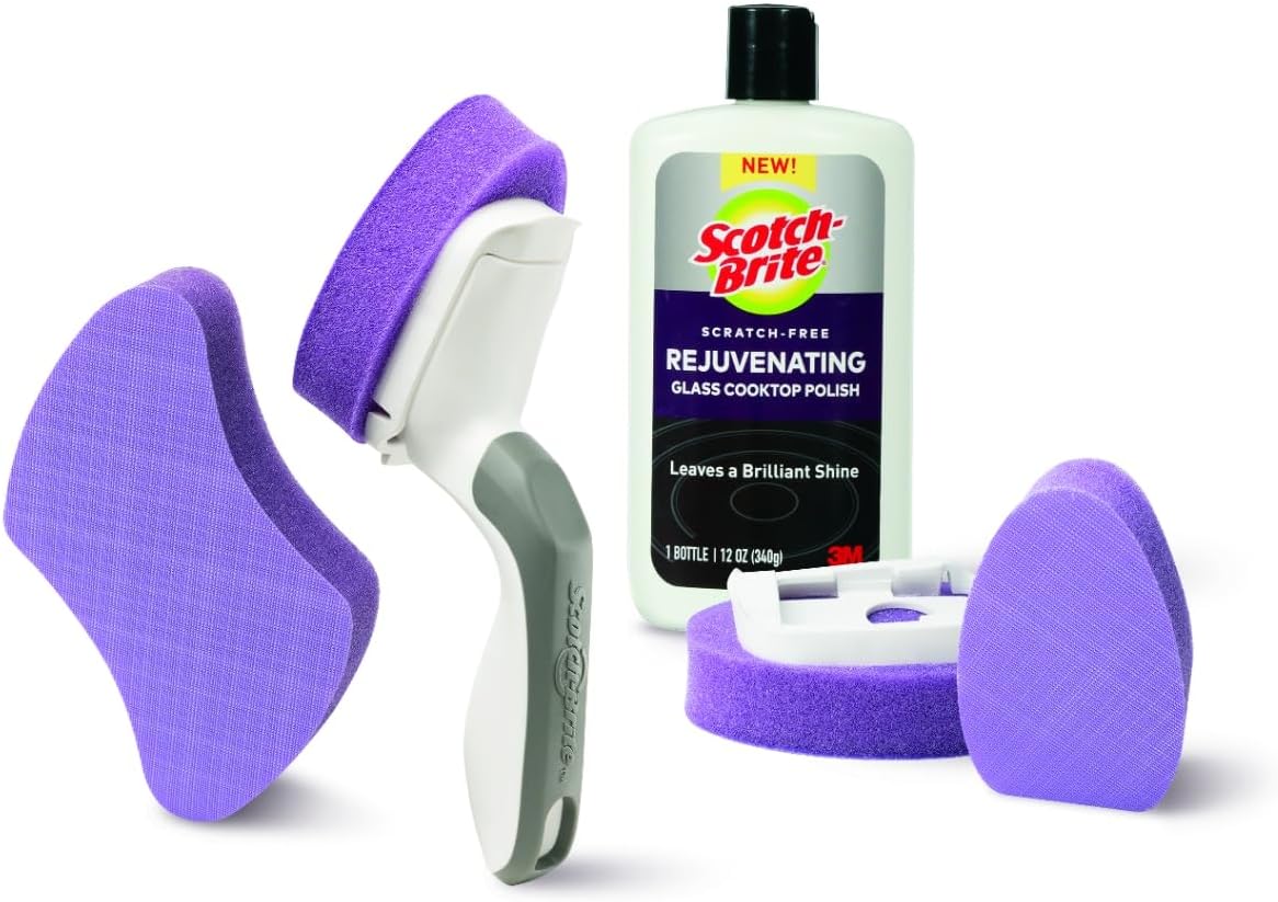 Scotch-Brite Scratch-Free Glass Cooktop Pads, Chemical Free Cleaning for Glass Stovetops, Tackle Burnt-On Messes, 2 Cleaning Pads