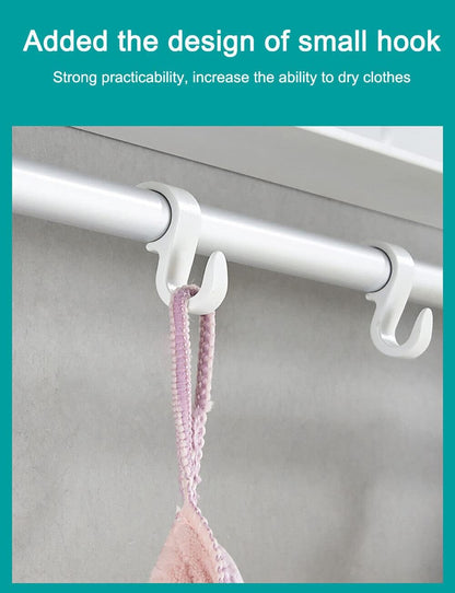 Wall Mounted Drying Rack Clothing for Laundry Foldable, Collapsible Clothes Drying Rack Folding Indoor, Laundry Dryer Hanger Rack with 7 Rods, for Laundry/Bathroom