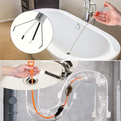 4PCS Drain Augers Hair Drain Clog Remover, Bendable Cleaner, for Kitchen Catcher, Sink, Sewer Cleaning Tool