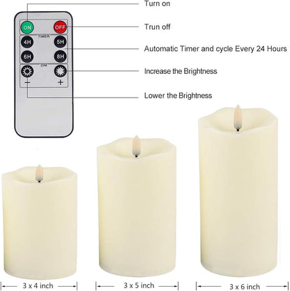 ANGELLOONG Flickering Flameless Candles, Realistic Battery Operated Candles with Remote and Timer, Set of 3 LED Candles for Room Fall Home Wedding Decor Centerpieces Table Party Valentines Decorations