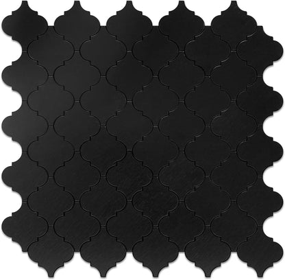 STICKGOO Arabesque Peel and Stick Backsplash Tile, Stick on Backsplash for Kitchen and Bathroom, Beige Marble Look PVC Mixed Metal Aluminum Mosaic Tiles (10 Sheets)