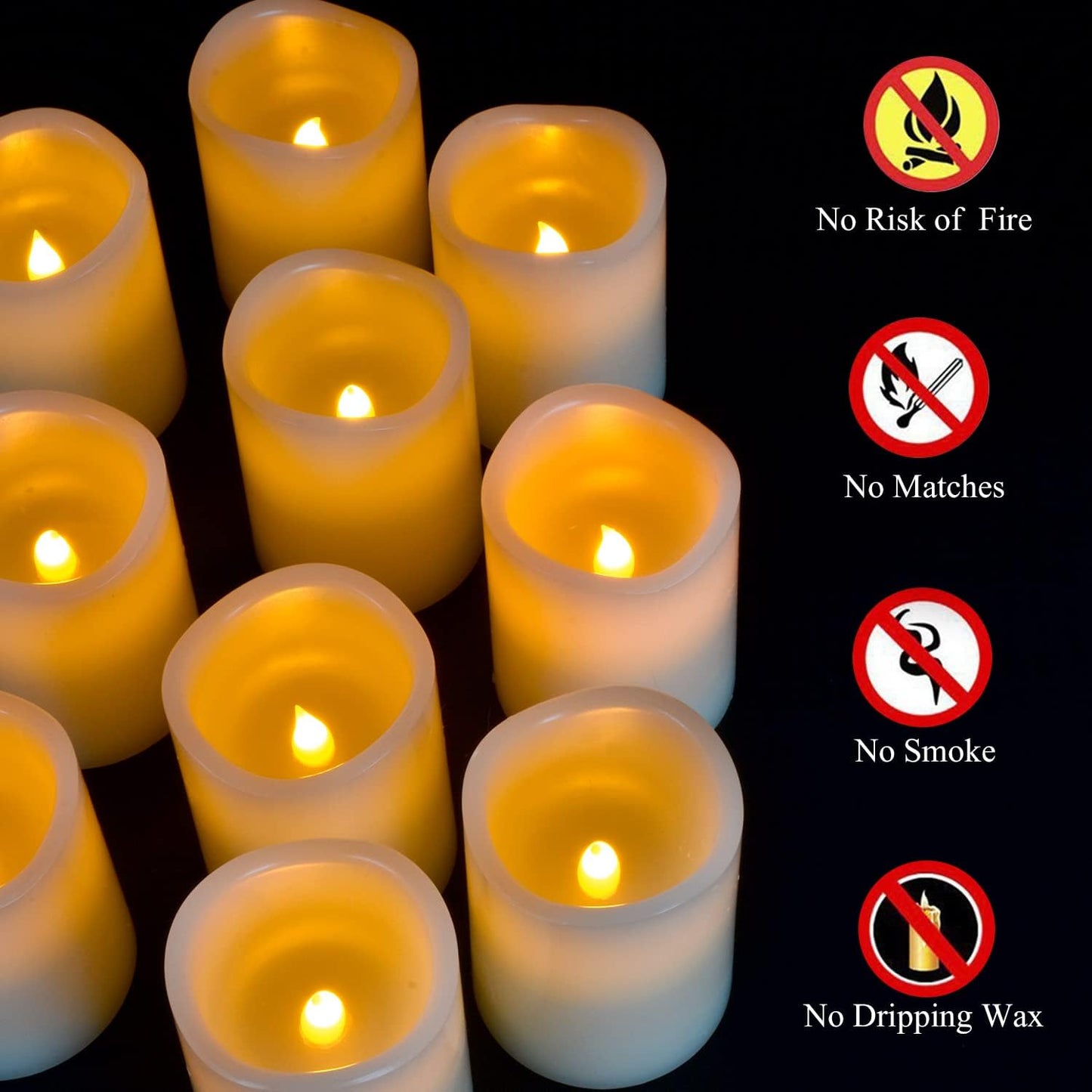 Vinkor Flameless Candles Battery Operated Candles Real Wax Pillar LED Candles with 10-Key Remote and Cycling 24 Hours Timer (Ivory Set of 12 （D: 3" x H: 4"）)