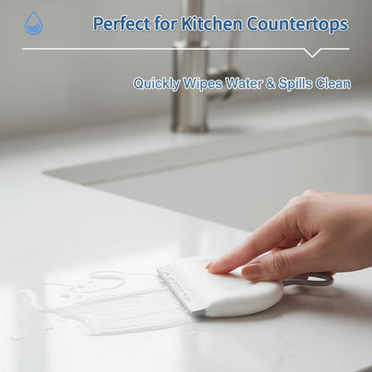 2 Pack 4.25 Inch Small Squeegee, All-Purpose Shower Mirror Squeegee with 2 Adhesive Hooks, Streak-Free Silicone Blade for Bathroom Mirror Kitchen Car RV, Blue & White