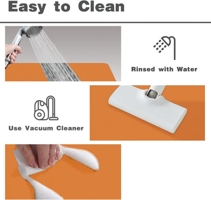 TYUU Bath Mat, Bathroom Rugs Non Slip Washable Thin Absorbent Quick Dry Bath Mat Fits Under Door Bathroom Floor Mat Perfect for Bath, Shower, or Sink 16"x24" Dark Grey