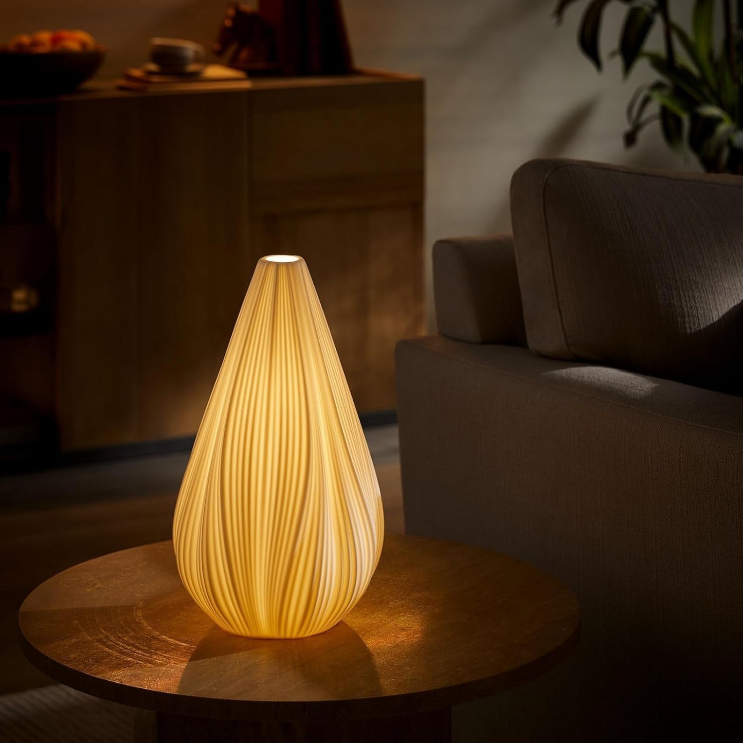 RONDURE Modern Ceramic Decorative Table Lamp Living Room Bedroom Bedside | Handcrafted Unique Warm Ambient Lighting Lamp, Accent White Translucent Ceramic shade, Fully Dimmable, Corded, Bulb Included
