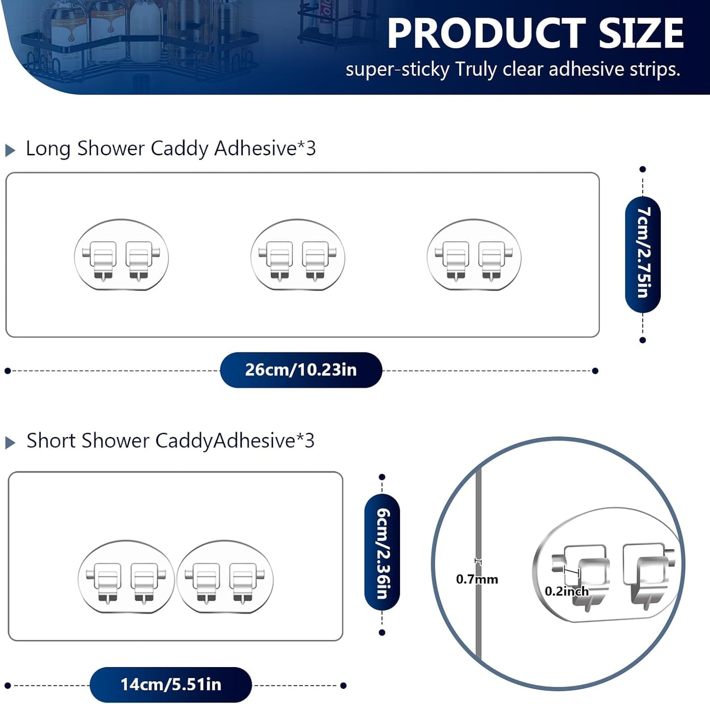 FGSAEOR 14-Pack Shower Caddy Adhesive Single Hooks for Replacement, Shower Holder Organizer Self Adhesive Wall Hooks for Bathroom Corner Shelf Basket Soap Dish
