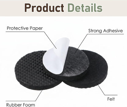 16 PCS Chair Felt Pads 2 Inch Round - Non Slip Furniture Feet Floor Protectors Anti Slip Self Adhesive - Chair Pads for Legs Non Skid Pad Keep Furniture in Place Protect Hardwood Floors