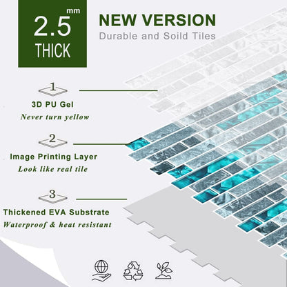STICKGOO Thicker Design Peel and Stick, Self Adhesive Stick On Tile Backsplash for Kitchen and Bathroom, Beige & White, 12”×12”, 10 Sheets