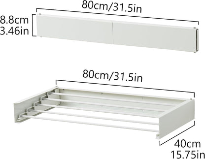 RFOUO Clothes Drying Rack, Laundry Hanger Dryer Rack, Wall Mounted Drying Rack for Laundry, Foldable Drying Rack Indoor Outdoor, 19.7" Wide, 4 Aluminum Rods, 40 lb Capacity (White 19.7")