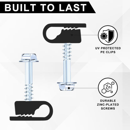 Cable Clips with Screws Fastener 1/4 Inch (6 mm) - All Weather Wire Clips for Coaxial, Ethernet,Electrical Cables,Brick/Stucco Siding Clips, UV-Resistant for Outdoor Wall Mount,30 Pack,White