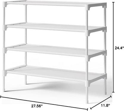Kitsure Shoe Rack - Non-Woven Shoe Rack Shelf, Shoe Organizer for Closet, Entryway, Garage & Corridor, Stackable Shoe Shelves, 27.5" Wide - 3 Tier, Black