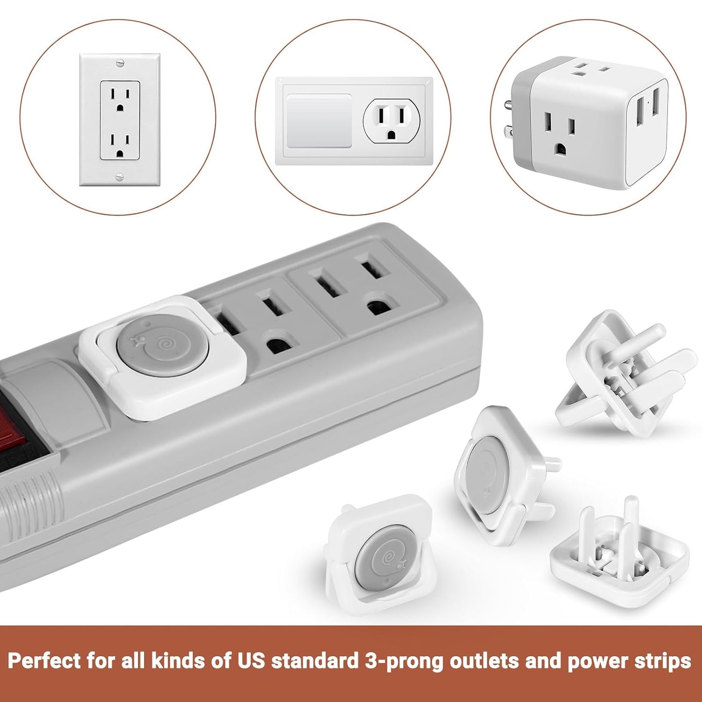 Outlet Covers Baby Proofing, 40 Pack Child Proof Plug Socket Covers Electric Plug Protectors Safety Caps to Prevent Power Shock, for US 3-Prong, White