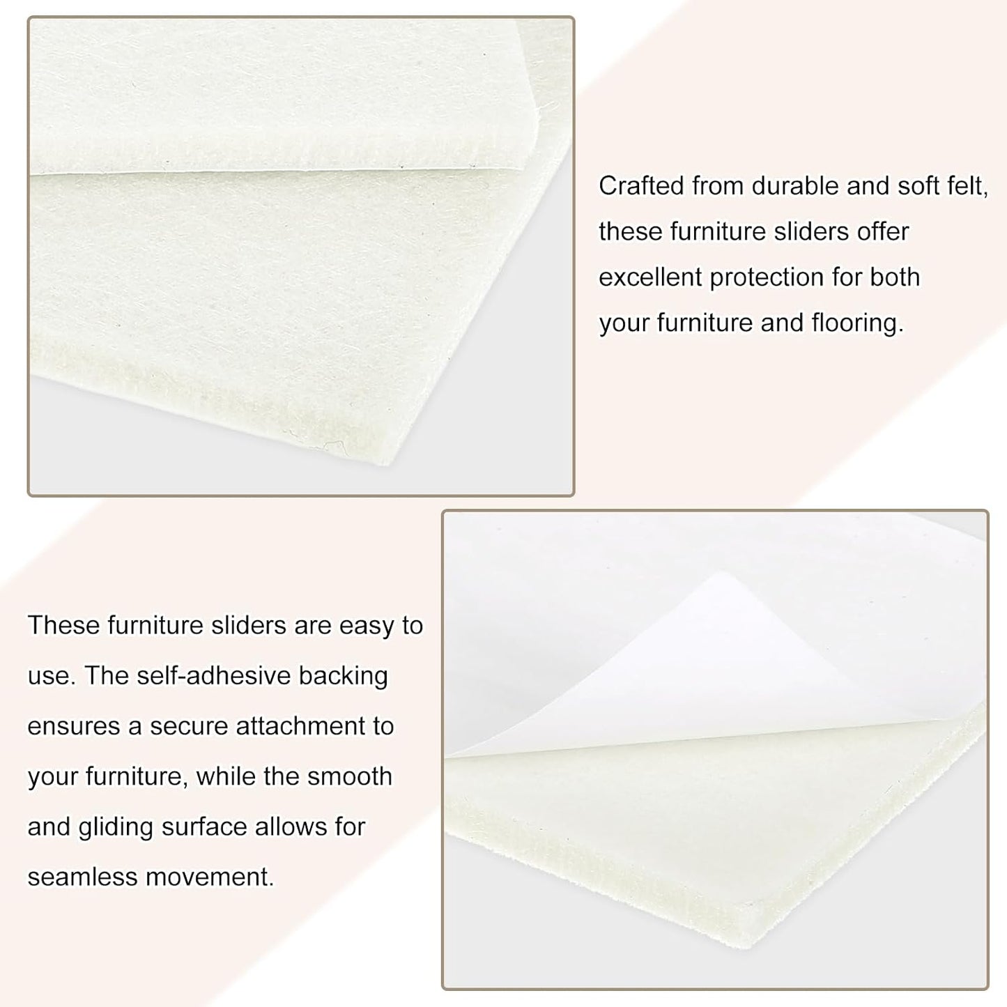 uxcell Furniture Pads, 16Pcs 2.5" - Square Self Adhesive Felt Furniture Pads, Floor Protectors for Furniture Feet Chairs Legs Hardwood Floors (Brown)