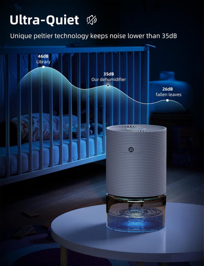 Small Dehumidifiers for Bathroom, Bedroom, Dorm Room, Home, RV, Closet, Wardrobe, Office, Portable Dehumidifier with Auto Shut Off, Auto Defrost, Colorful Light, Ultra Quiet, Energy Saving, 35 OZ