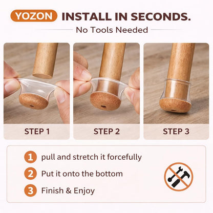 YOZON Chair Leg Floor Protectors Felt Furniture Pads Silicone Caps | Chair Leg Protectors for Hardwood Floors 32 Pack Anti-Scratch Reduce Noise Clear Round Medium Fit 3/4" to 1-3/16" (19-30mm)