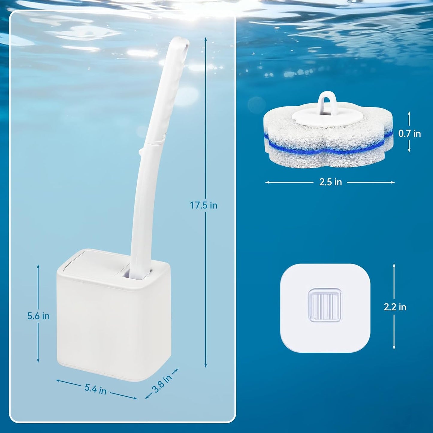 Disposable Toilet Brush with 48 Refills,Toilet Cleaning Supplies,Toilet Wand Brush Starter Kit,Wall Mounted Toilet Bowl Cleaner Brush with Holder for Bathroom Deep Cleaning & Hygiene (White)