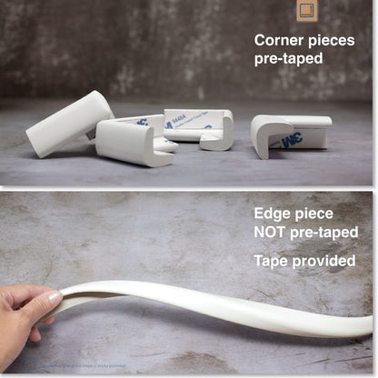 Roving Cove Slimfit Corner Edge Protector for Baby Proofing (Small 15ft Edge 4 Corners), Furniture Safety Bumper Guard, Soft NBR Rubber Foam, 3M Adhesive, Oyster White (Off White)