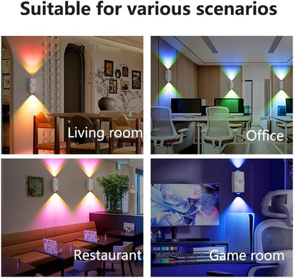 Rechargeable Motion Sensor Night Light, Magnetic RGB Color Changing LED Ambient Lighting, Compact Battery Operated Indoor Wall Light for Hallway, Stairs, Bathroom & Kids Room (USB-C)