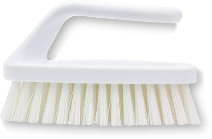 SPARTA Scrub Brush with Iron Shaped Handle and Stiff Bristles, Heavy Duty Scrubber Brush for Kitchen, Bathroom, Shower, Tile, Sink, Carpet and Bakepans, Polypropylene, 6 Inches, White
