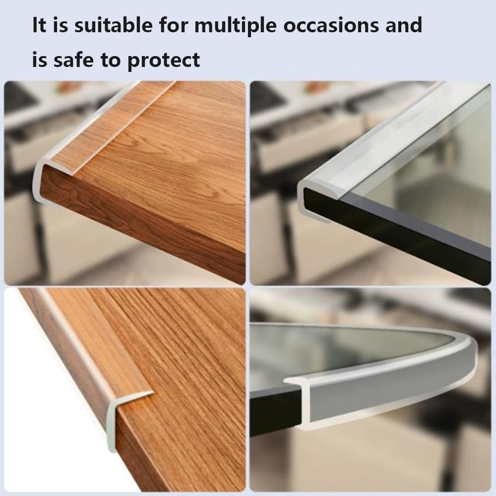 Transparent Sealing Strip U-Shaped Glass Edge Protector Clear Glass Guards Channel Edge Trim Flexible Cuttable for Panels Table Corners(2-3mm)