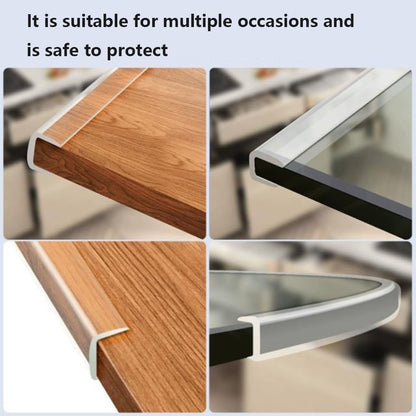 Transparent Sealing Strip U-Shaped Glass Edge Protector Clear Glass Guards Channel Edge Trim Flexible Cuttable for Panels Table Corners(2-3mm)