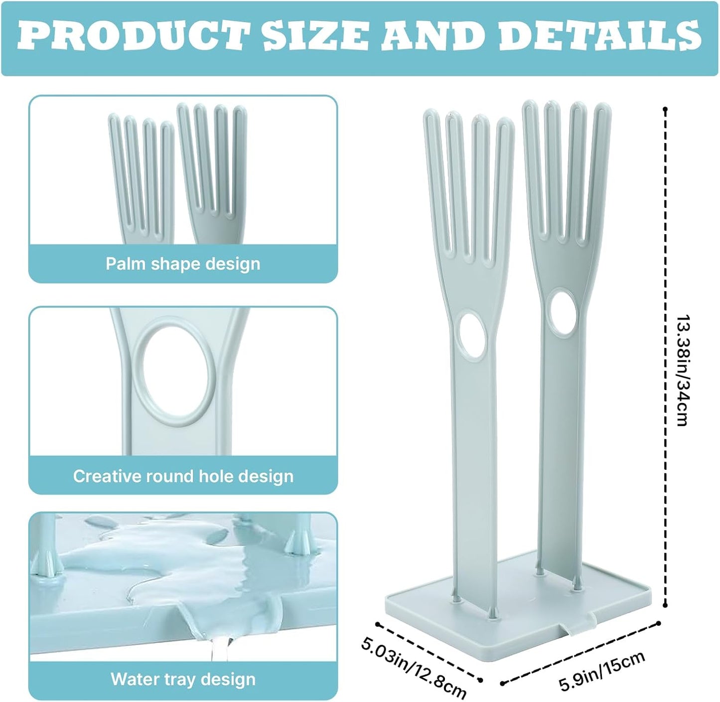 2 Pcs Reusable Kitchen Gloves Holder, Rubber Glove Clothes Drying Rack Plastic Washing Sink Holder Stand Towel Hanger, Dishwashing Glove Rack Sink Side Organizer Holder