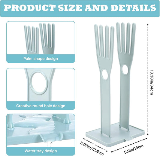2 Pcs Reusable Kitchen Gloves Holder, Rubber Glove Clothes Drying Rack Plastic Washing Sink Holder Stand Towel Hanger, Dishwashing Glove Rack Sink Side Organizer Holder