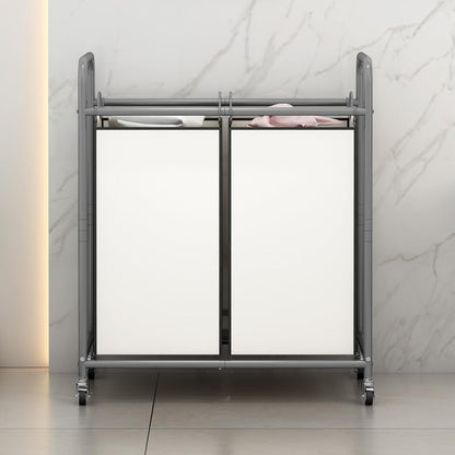 SUOERNUO Laundry Sorter Basket 2 Bag Laundry Hamper Cart with Rolling Lockable Wheels and Removable Bags Laundry Organizer Cart for Clothes Storage, Assorted
