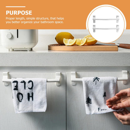 BESPORTBLE 2pcs Plastic Towel Racks for Bathroom and Kitchen Cabinet Door Wall-Mounted Dish Cloth Holder White Hanging Towel Bars and Cleaning Cloths