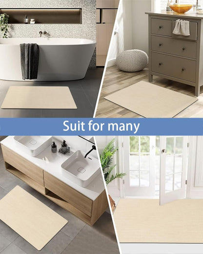 Mecko Bath Mat Rug, Rubber Non-Slip Quick Dry Absorbent Thin Bathroom Rugs Fit Under Door Bathroom Floor Mats-Shower Rug for in Front of Bathtub, Sink, Shower Room(Light Grey,16"x24")