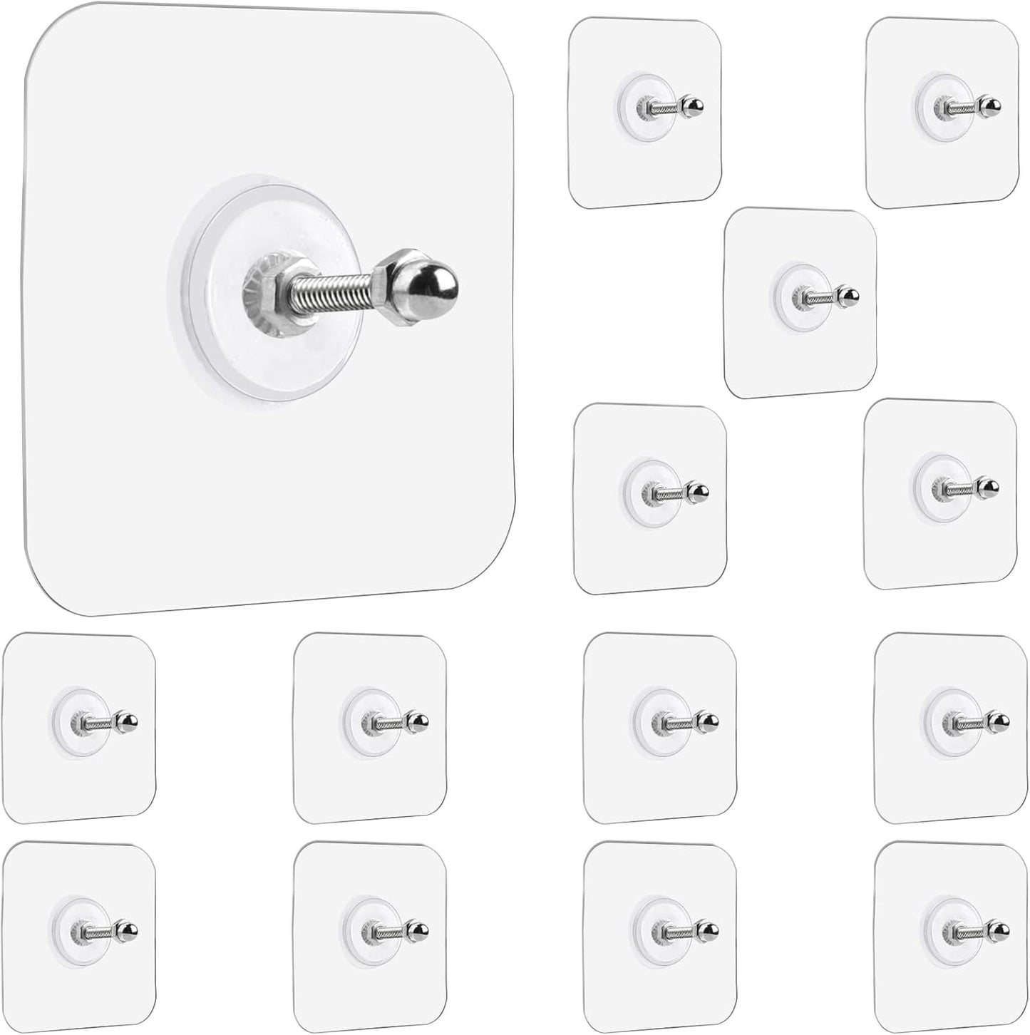 Large Adhesive Hooks for Hanging Heavy Duty 60Ib(Max) 8 Packs, Waterproof & Rustproof Wall Hangers Without Nails for Kitchen, Bathroom, Home, Office, Coat, Towel, Plant, Transparent