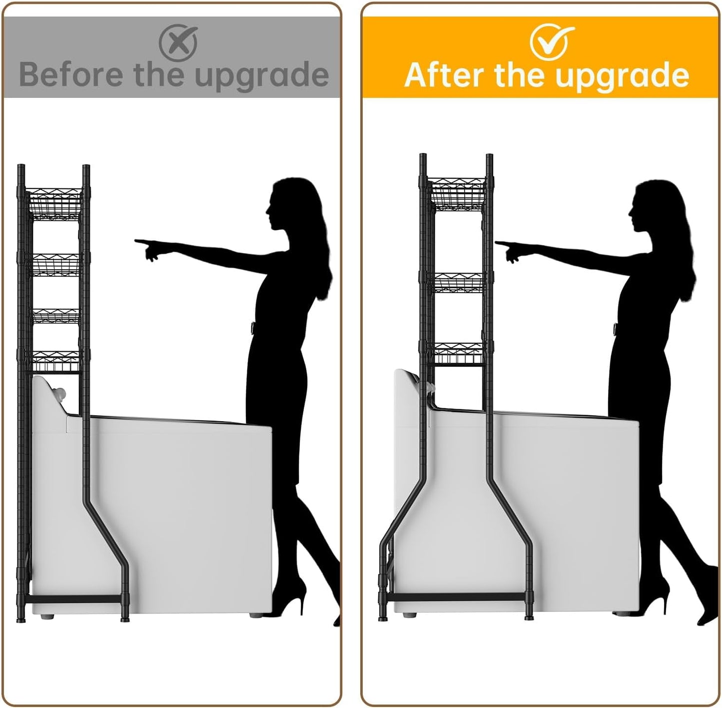 Golpart Over Washer and Dryer Shelves,Heavy Duty Laundry Room Storage Organization Clothes Drying Rack,5 Tier Adjustable Height Wire Shelving and Wire Basket with Hanger Rod&Hook,Space Saving Shelf