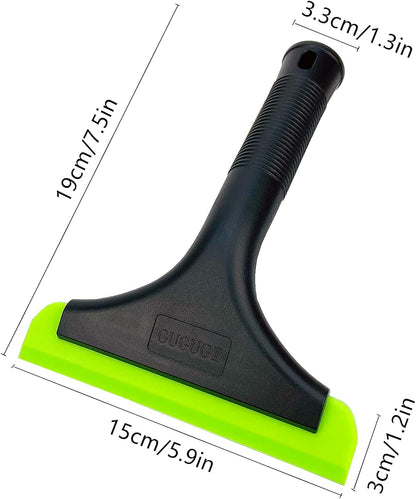 Super Flexible Silicone Squeegee, Auto Water Blade, Water Wiper, Shower Squeegee, 5.9'' Blade and 7.5'' Long Handle, for Car Windshield, Window, Mirror, Glass Door