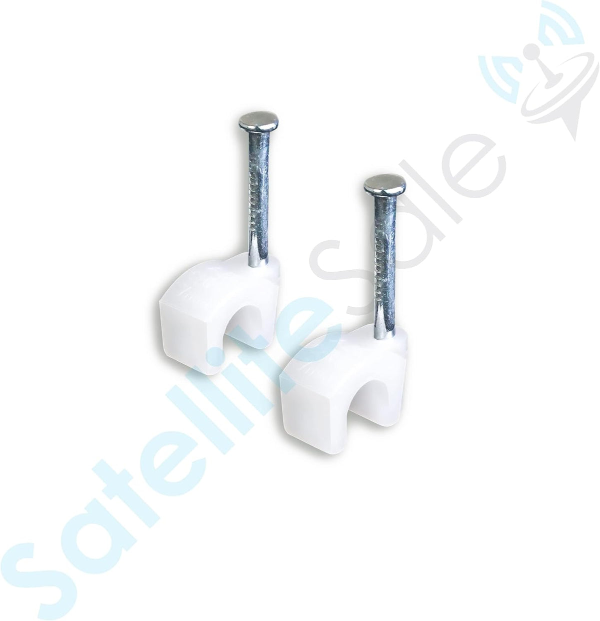 SatelliteSale Single Screw White Clips for Ethernet Internet Telephone Cable TV Wire Cable Management 100 Pcs