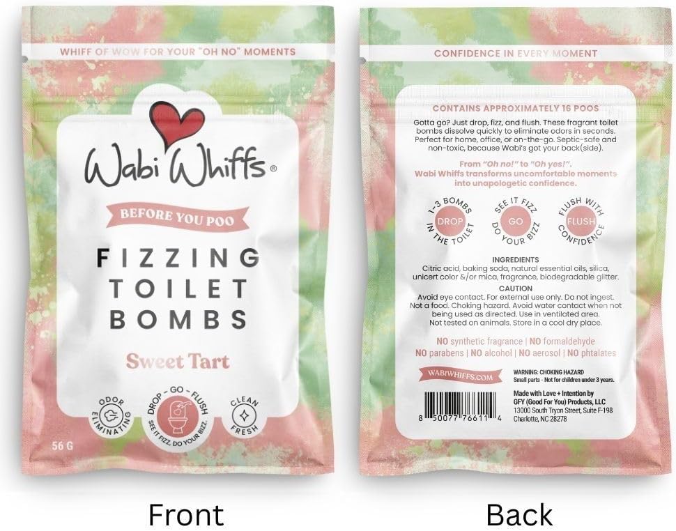 Wabi Whiffs Fizzing Toilet Bombs - Cloud & Sky (16 Count) | Natural Bathroom Deodorizer | Odor Eliminator Tablets For Freshness & Cleanliness | Eco-Friendly Septic Safe Tablets |