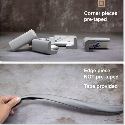 Roving Cove Slimfit Corner Edge Protector for Baby Proofing (Small 15ft Edge 4 Corners), Furniture Safety Bumper Guard, Soft NBR Rubber Foam, 3M Adhesive, Oyster White (Off White)
