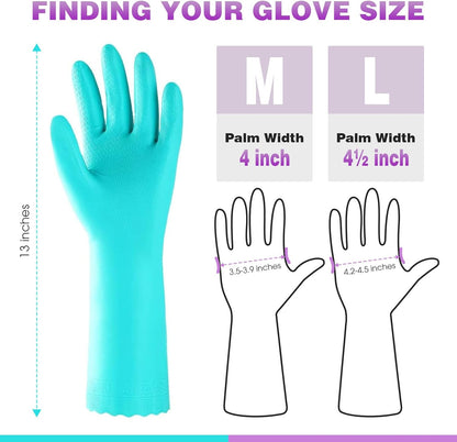 Elgood Reusable Long Sleeve Dishwashing Cleaning Gloves with Latex Free,Cotton Lining,Kitchen Gloves 2 Pairs,Purple+Blue M