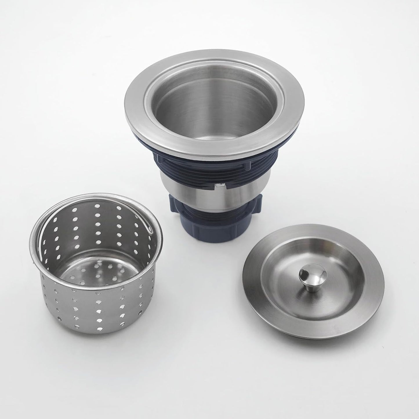 3-1/2-Inch Kitchen Sink Drain Strainer Assembly Kit, GZILA Deep Waste Basket Strainer with Sealing Lid Sink Stopper, 304 Stainless Steel Brushed Nickel