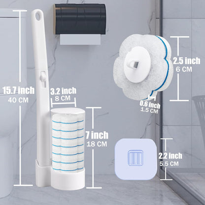 2 Pack Disposable Toilet Brush and Holder Set,Extended Handle with 48 Cleaner Refills Toilet Brush for Toilet Bowl Cleaners,Bathroom Cleaning, Bathtub - Blue (Ocean Fresh Scent)