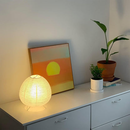Paper Lantern Lamp - Rice Paper Table Lamp Bedside Modern Desk Lamp for Nightstand, Dresser, Living Room, Dorm, Office