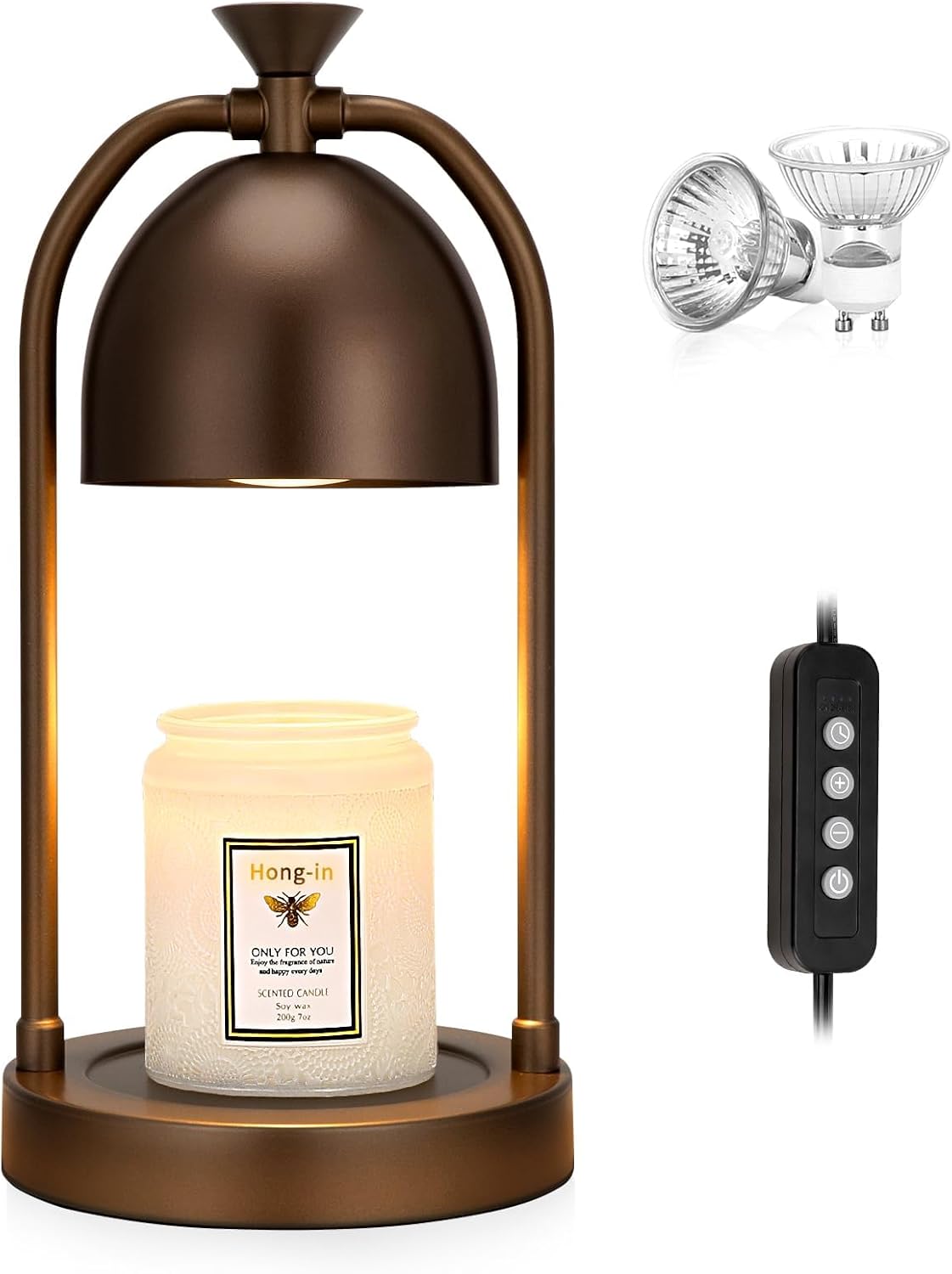 Hong-in Candle Warmer Lamp - with Timer & Dimmer, Modern Home Decor House Warming Gifts Wax Melt Warmer for Jar Candles, Cozy Birthday Gift for Women Mom (Black)