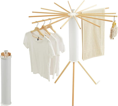 JOOM Tripod Clothes Drying Rack, Garment Rack Portable and Foldable Space Saving Laundry Drying Rack - Drying Rack Clothing Floor Folding Balcony Bedroom Household Wooden