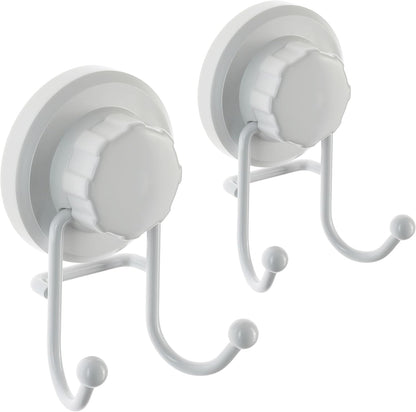 HASKO Suction Cup Hooks for Shower Wall, Removable Towel Hooks for bathrooms, Includes Optional No Drill Adhesive Mount for Inside Shower, Rustproof Stainless Steel - 2 Pack, Bronze